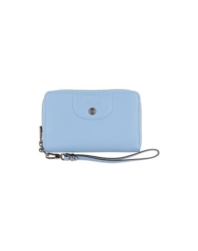 Longchamp Woman Wallet Sky Blue Size - Lambskin, Cowhide