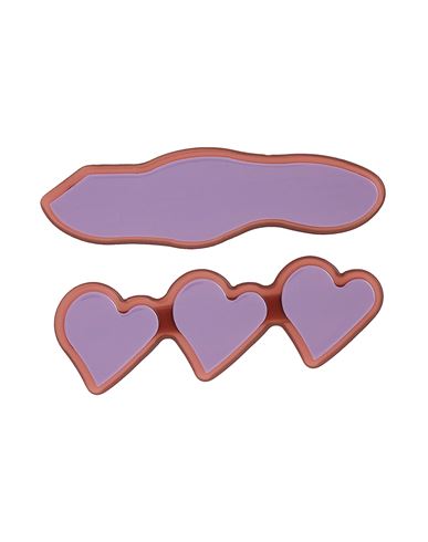 8 By Yoox Resin Hearts Hairclip Set Woman Hair Accessory Light Purple Size - Resin, Iron
