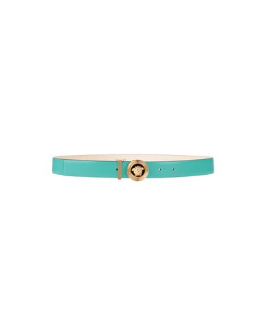Versace Woman Belt Turquoise Size 34 Soft Leather In Blue