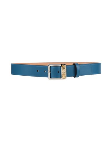 Moschino Couture Man Belt Blue Size 32 Soft Leather