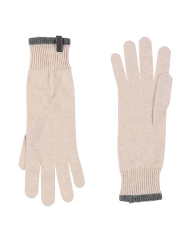 Brunello Cucinelli Woman Gloves Beige Size M Cashmere, Brass, Ecobrass