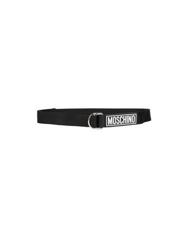 Moschino Man Belt Black Size Onesize Textile Fibers, Soft Leather