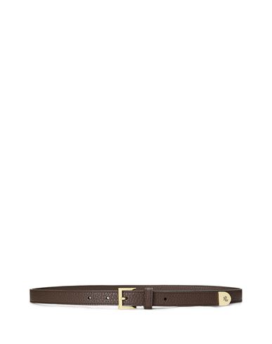 Shop Lauren Ralph Lauren Pebbled Leather Skinny Belt Woman Belt Dark Brown Size Xl Bovine Leather
