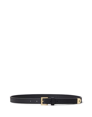 Lauren Ralph Lauren Pebbled Leather Skinny Belt Woman Belt Black Size Xl Bovine Leather