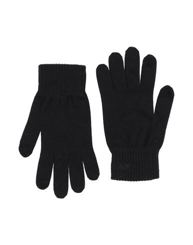 Armani Exchange Man Gloves Black Size S/m Wool, Acrylic In Black