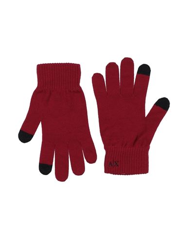 Armani Exchange Man Gloves Burgundy Size L/xl Wool, Acrylic In Red