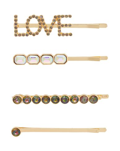 8 By Yoox Colorful Love Hairclip Set Woman Hair Accessory Gold Size - Iron, Metal Alloy, Glass