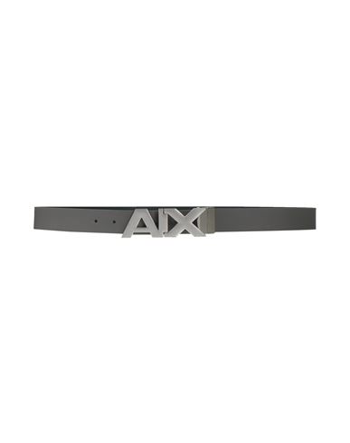 Armani Exchange Man Belt Charcoal Size 38 Soft Leather In Grey