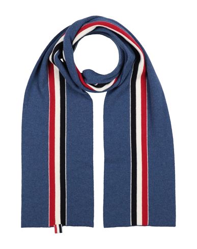 Shop Thom Browne Man Scarf Slate Blue Size - Merino Wool
