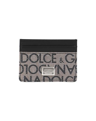 Dolce & Gabbana Man Document Holder Khaki Size - Calfskin, Cotton, Polyurethane, Polyester In Gray