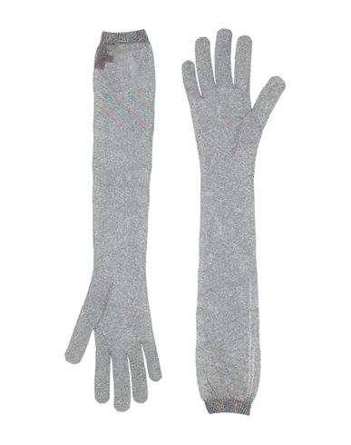 Missoni Woman Gloves Silver Size M Rayon, Polyester