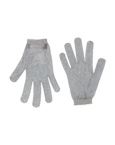 Missoni Woman Gloves Silver Size M Nylon, Polyester