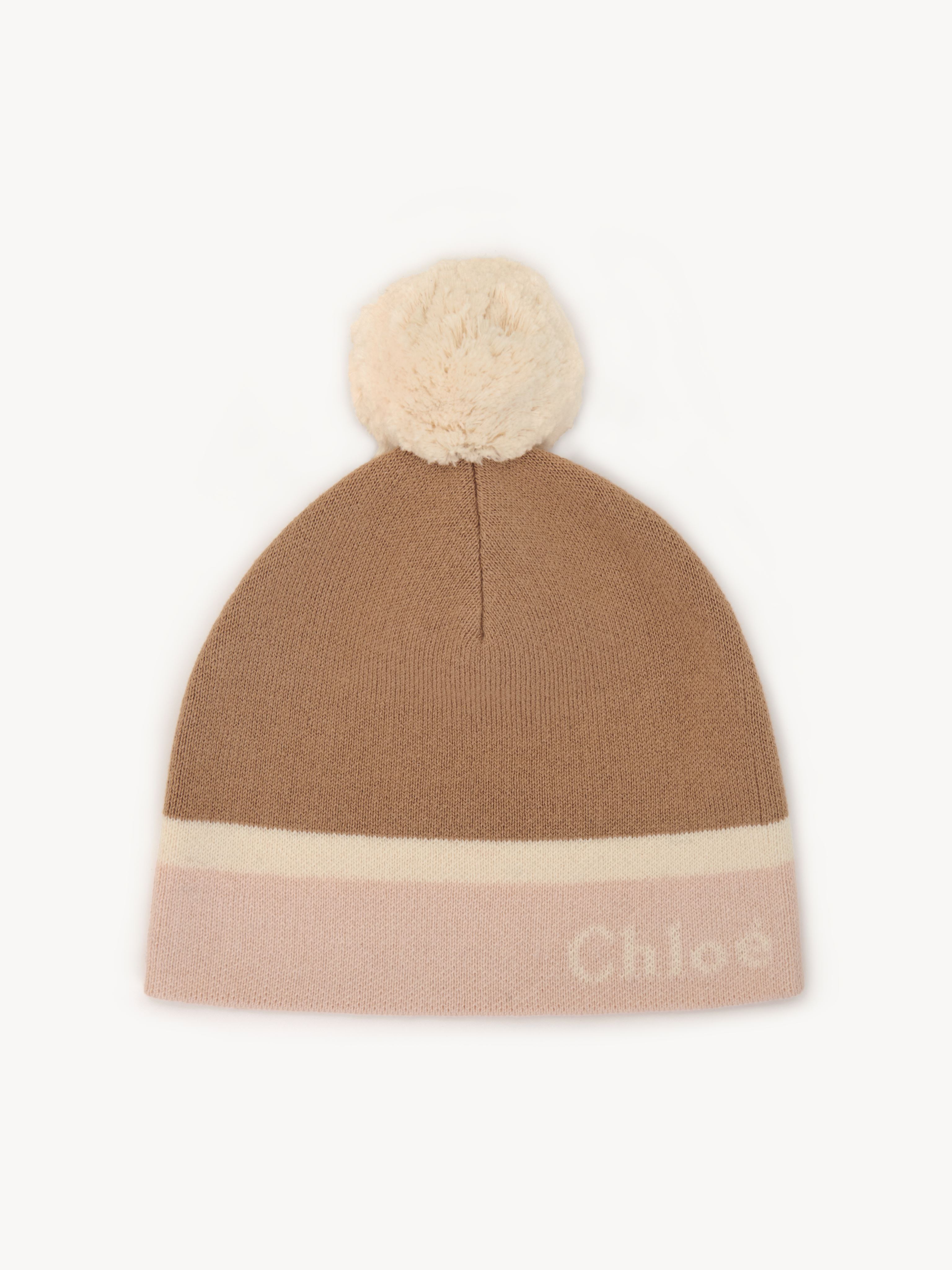 Chloé Bonnet Fille Beige Taille 2 90% Coton, 10% Laine In Brown
