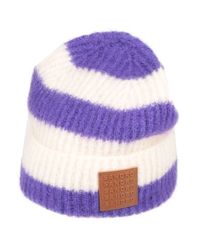 Sandro Woman Hat Purple Size Onesize Mohair Wool, Polyamide, Elastane