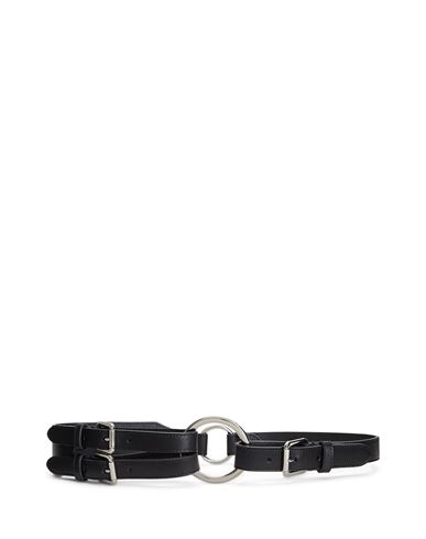 Shop Lauren Ralph Lauren Tri-strap O-ring Leather Belt Woman Belt Black Size Xl Bovine Leather