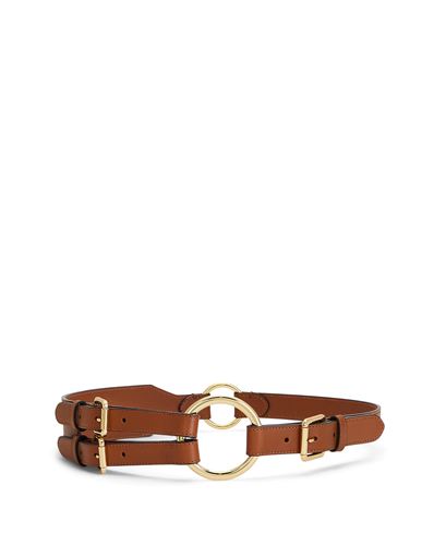 Lauren Ralph Lauren Tri-strap O-ring Leather Belt Woman Belt Brown Size Xl Bovine Leather