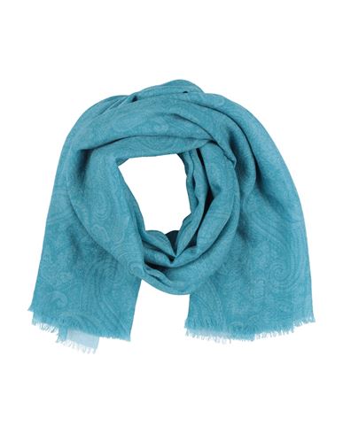 Shop Etro Woman Scarf Turquoise Size - Cashmere In Blue