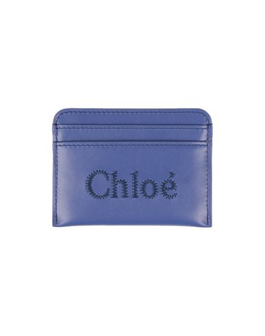 Chloé Woman Document Holder Blue Size - Calfskin