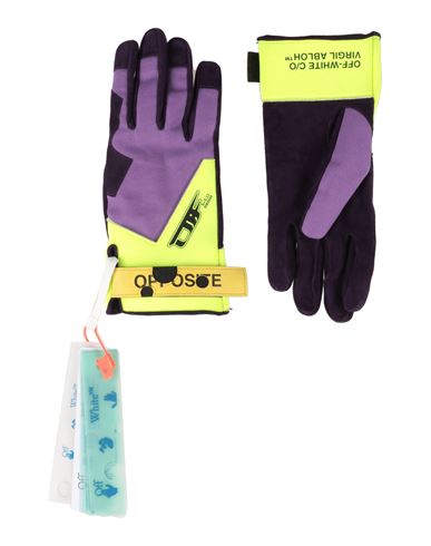 Off-white Man Gloves Purple Size 8 Soft Leather, Cotton, Polyester