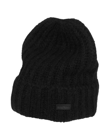 Emporio Armani Man Hat Black Size L Acrylic, Polyamide, Wool, Mohair Wool, Cow Leather In Black