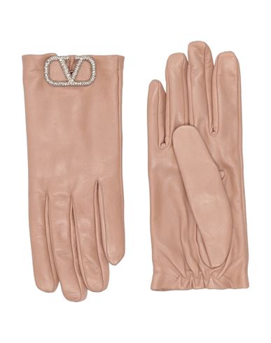 Valentino Garavani Woman Gloves Light Brown Size 8 Lambskin In Beige