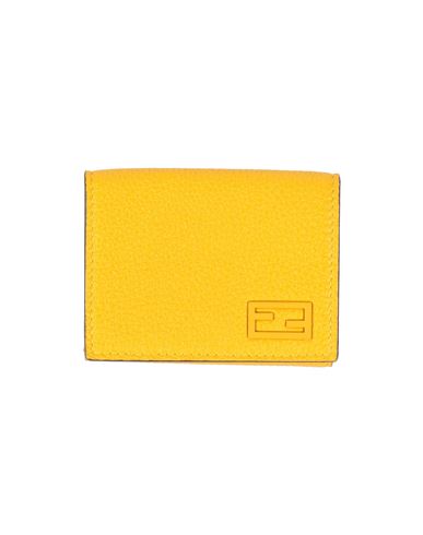 Fendi Man Wallet Ocher Size - Soft Leather In Yellow