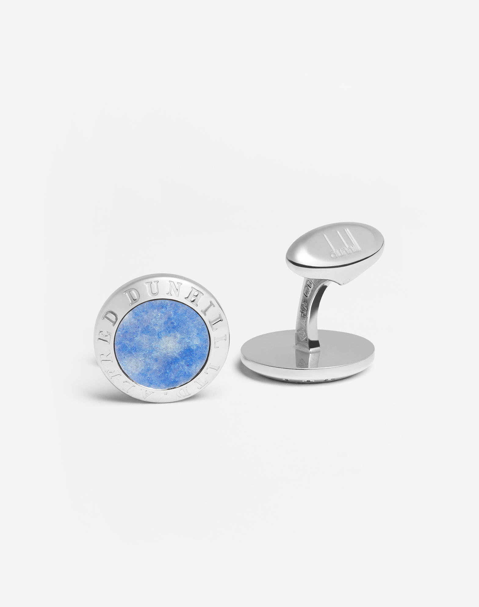 Dunhill Blue Agate Ad Coin Cufflinks In Silver/crystal