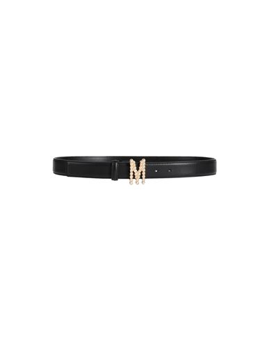 Moschino Woman Belt Black Size 14 Soft Leather