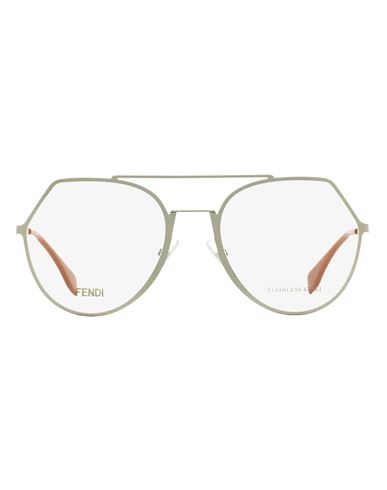 Fendi Oval Ff0329 Eyeglasses Woman Eyeglass Frame Multicolored Size 53 Metal, Acetate In Green