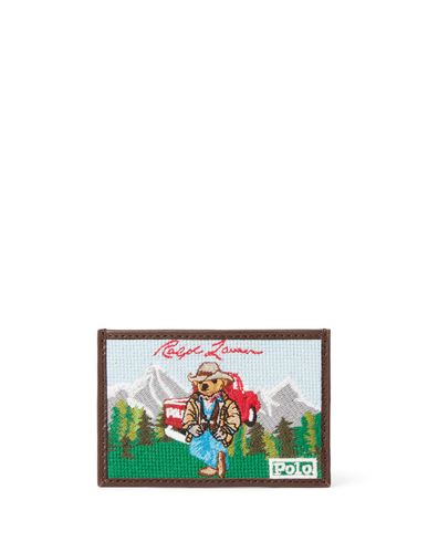 Polo Ralph Lauren Polo Bear Western Needlepoint Card Case Man Document Holder Dark Brown Size - Bovi In Multi