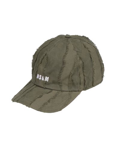 Msgm Man Hat Military Green Size Onesize Cotton