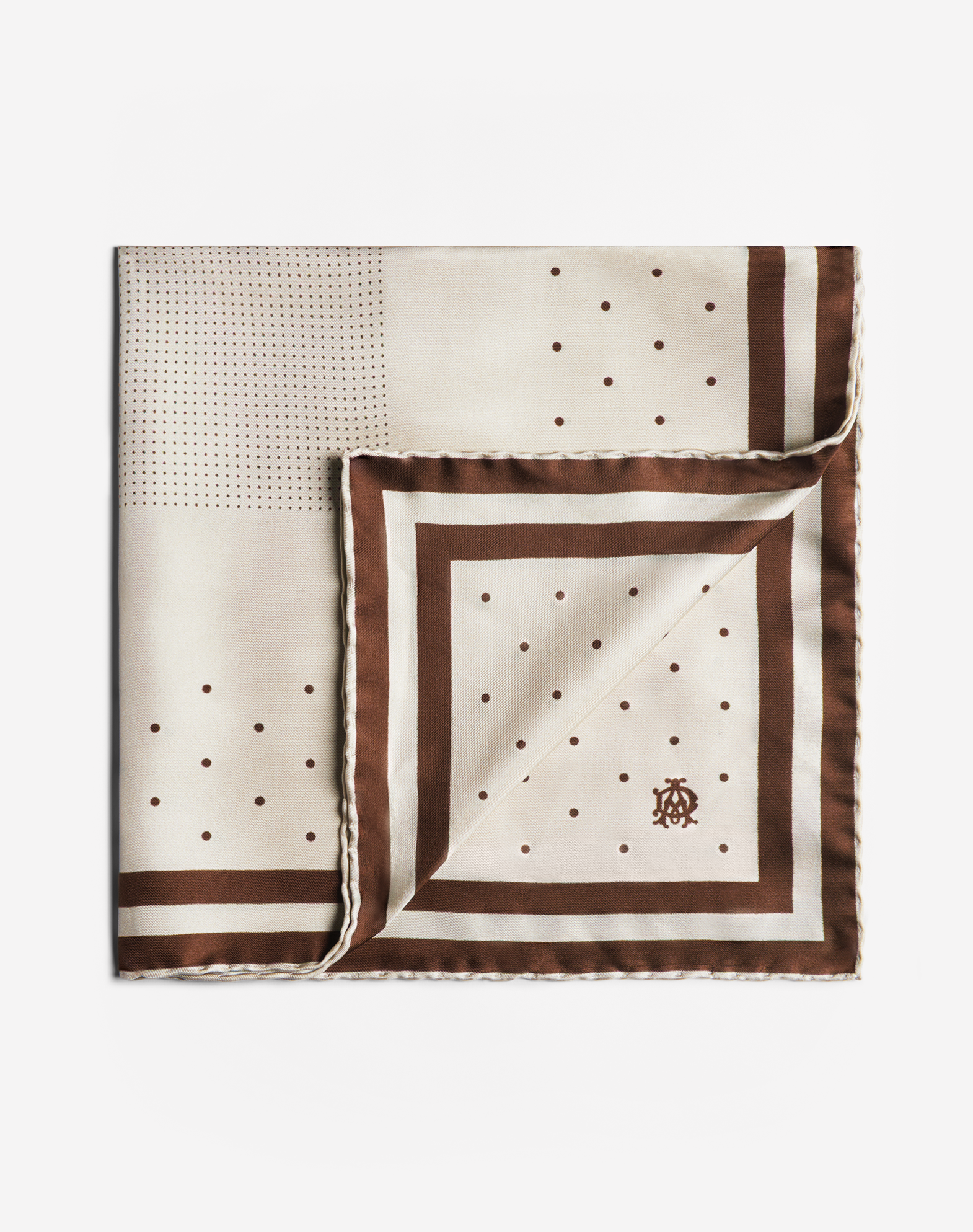 Shop Dunhill Silk Polka Dot Printed Neckerchief In Brown