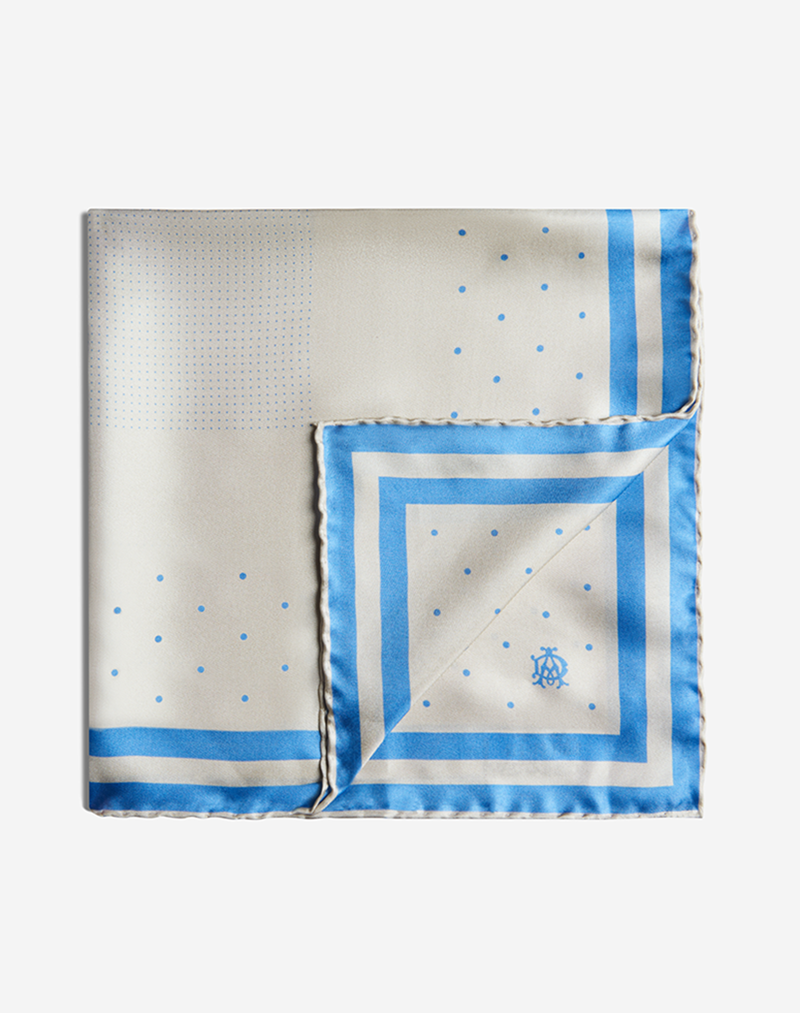 Dunhill Silk Polka Dot Printed Neckerchief In Blue