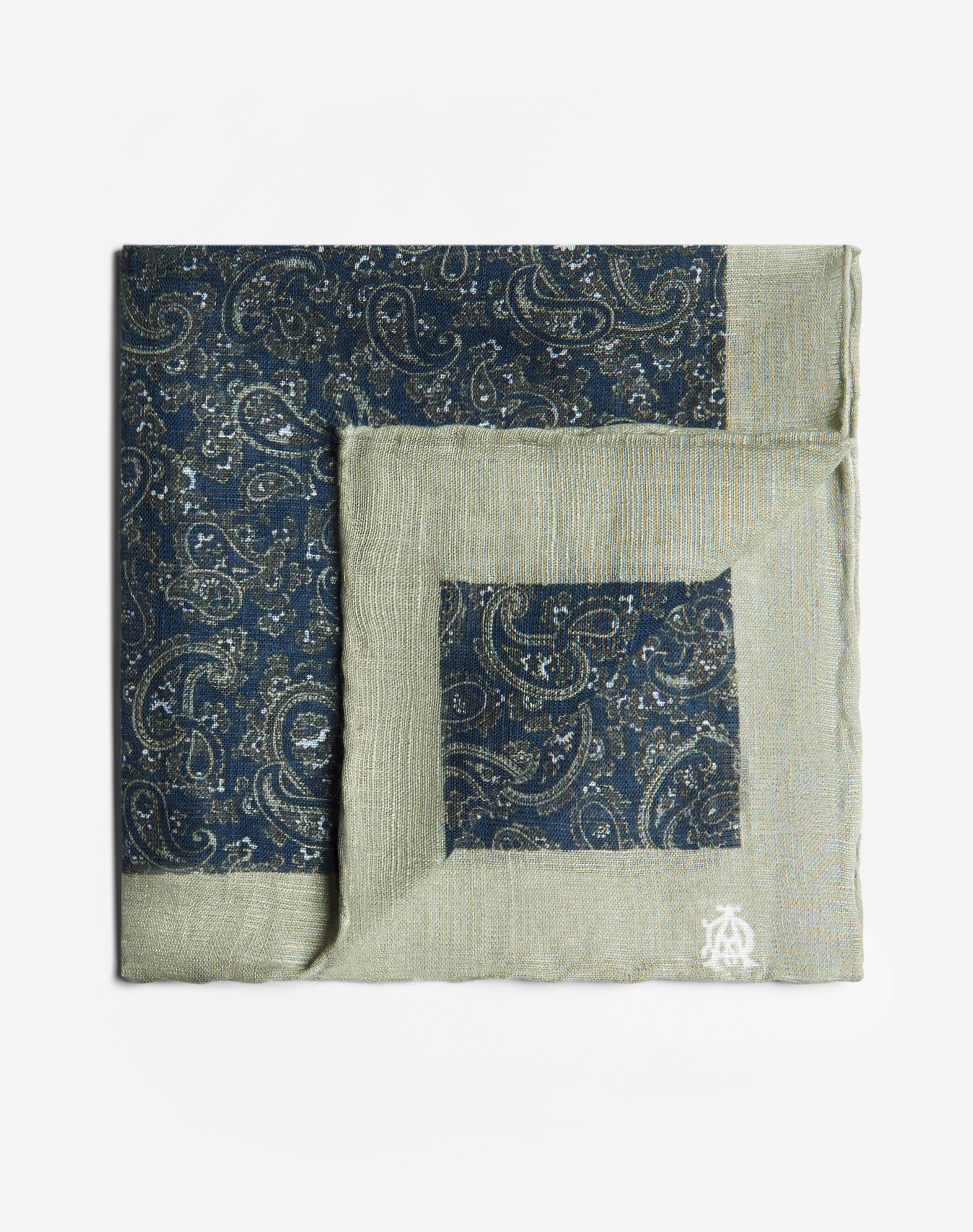 Dunhill Cotton Paisley Printed Pocket Square In Black