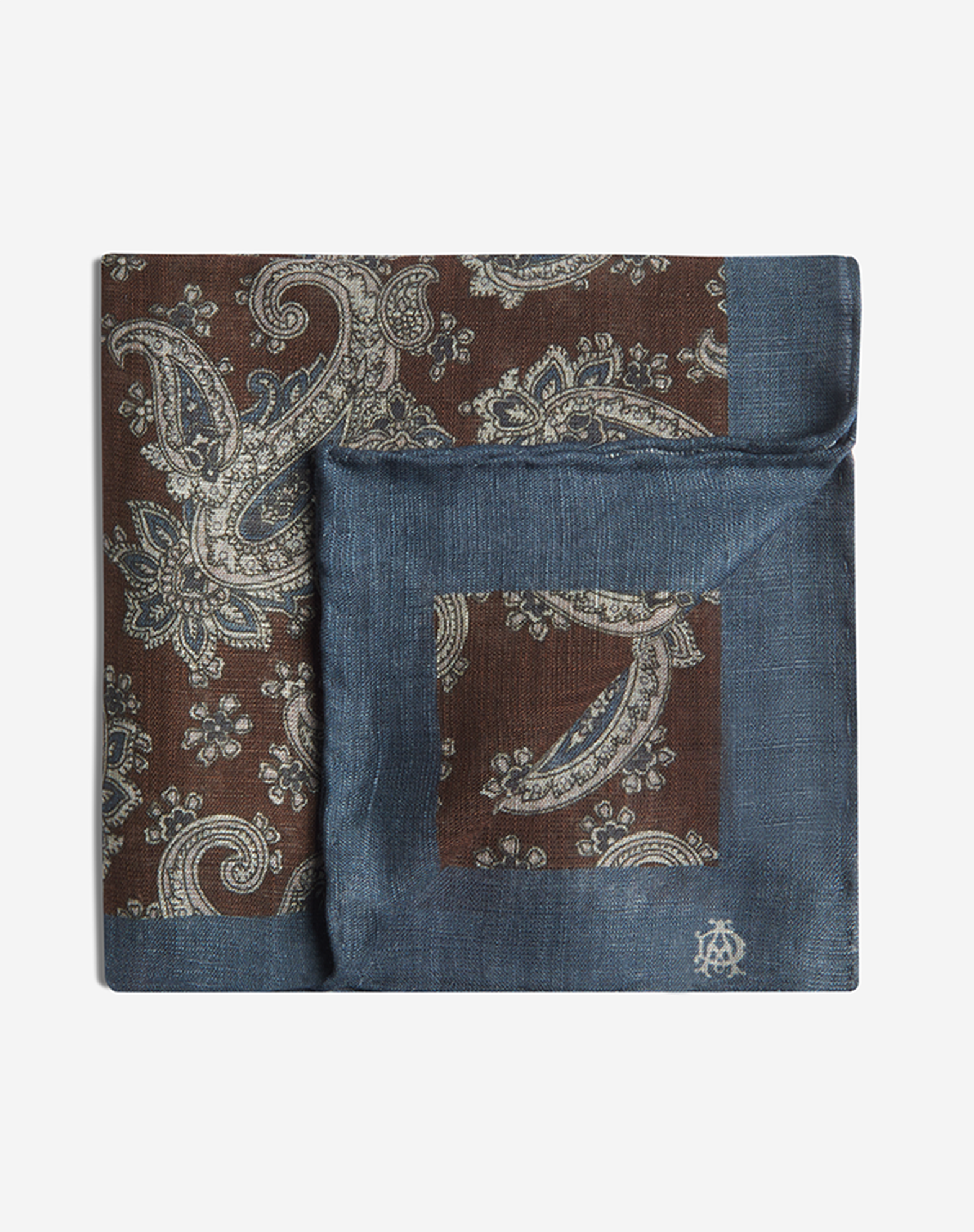 Dunhill Cotton Paisley Printed Pocket Square In Brown