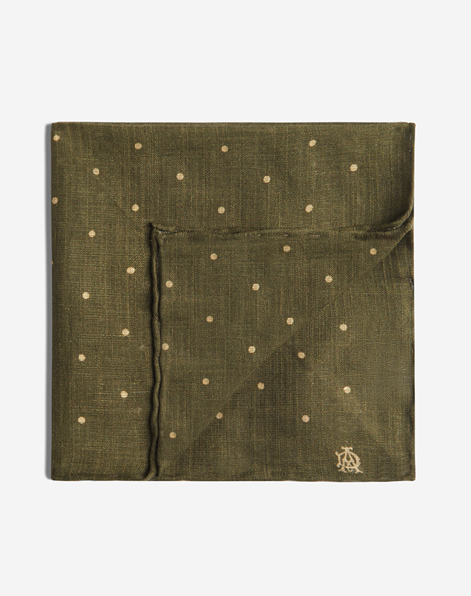Dunhill Cotton Polka Dot Printed Pocket Square In Brown