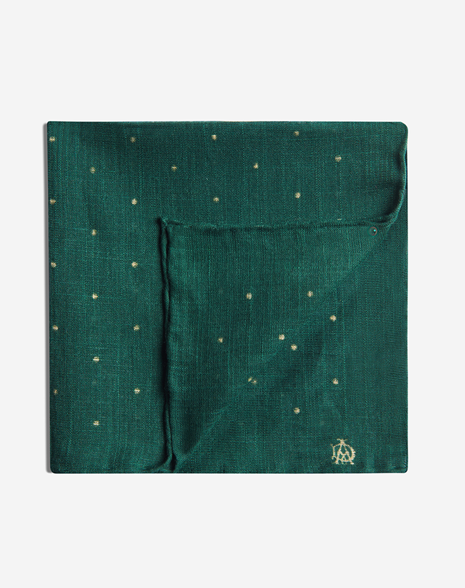 Dunhill Cotton Polka Dot Printed Pocket Square In Green