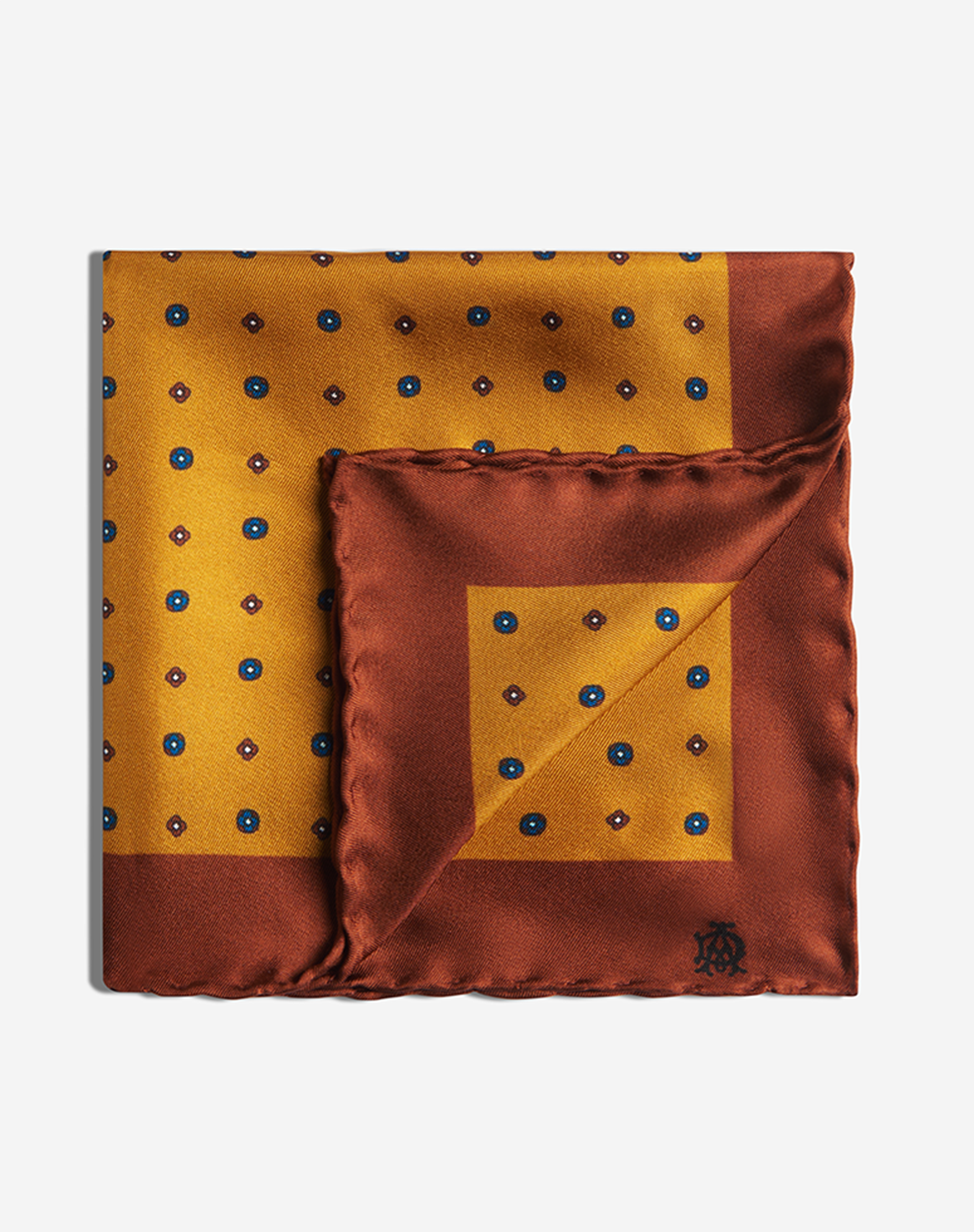 Dunhill Silk Neats Print Pocket Square In Yellow