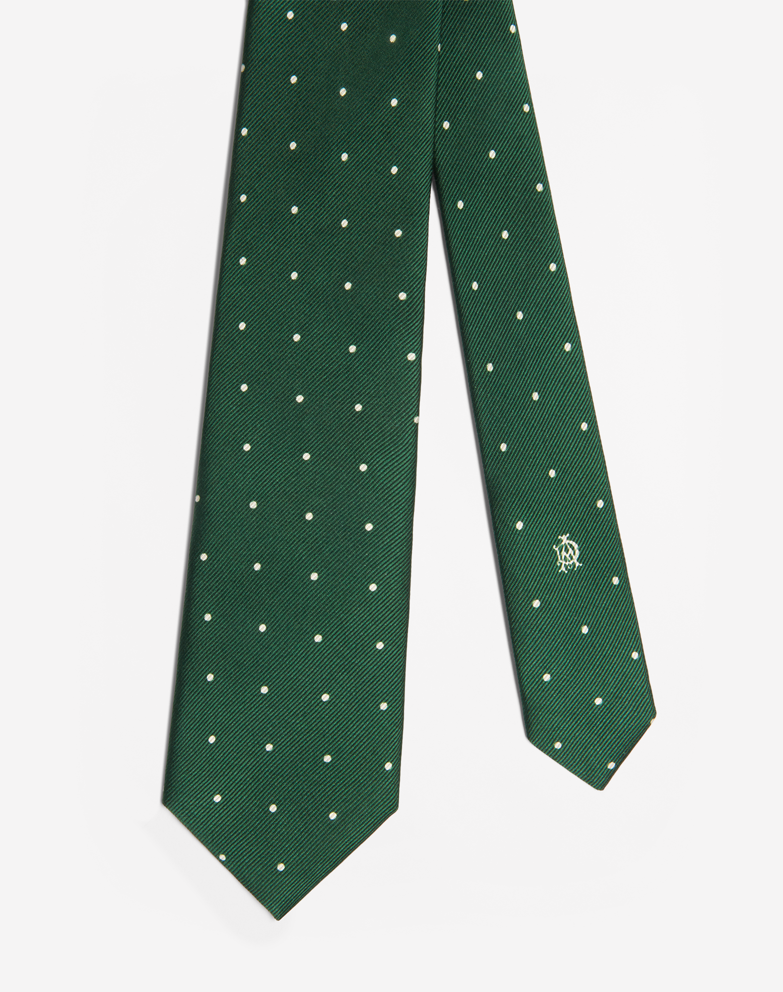 Dunhill Silk Polka Dot Printed Tie 8cm In Green