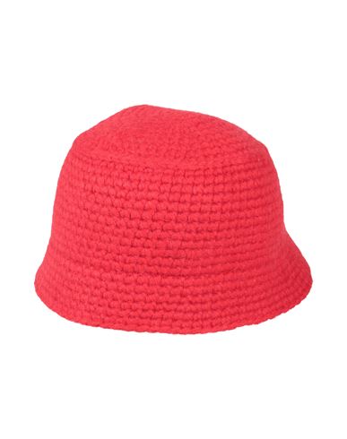 Jw Anderson Man Hat Red Size Onesize Alpaca Wool, Acrylic, Polyamide, Polyester, Calfskin