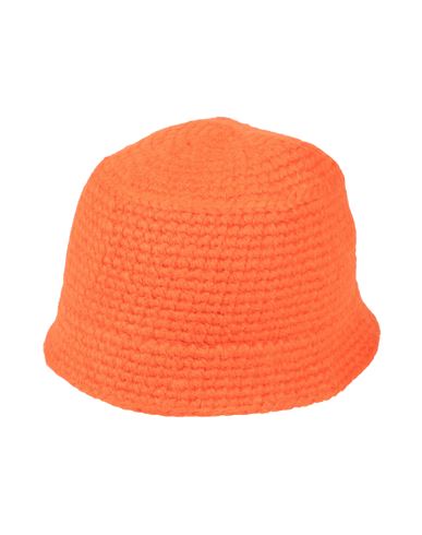 Jw Anderson Man Hat Orange Size Onesize Alpaca Wool, Acrylic, Polyamide, Polyester, Calfskin
