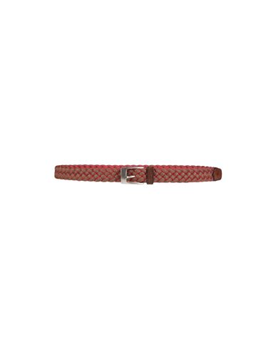 Shop Andrea D'amico Man Belt Coral Size 39.5 Textile Fibers, Soft Leather In Red