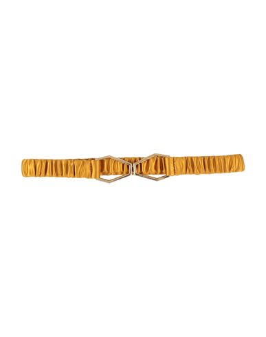 Just Cavalli Woman Belt Ocher Size 28 Viscose, Silk, Zinc, Aluminum, Copper In Yellow