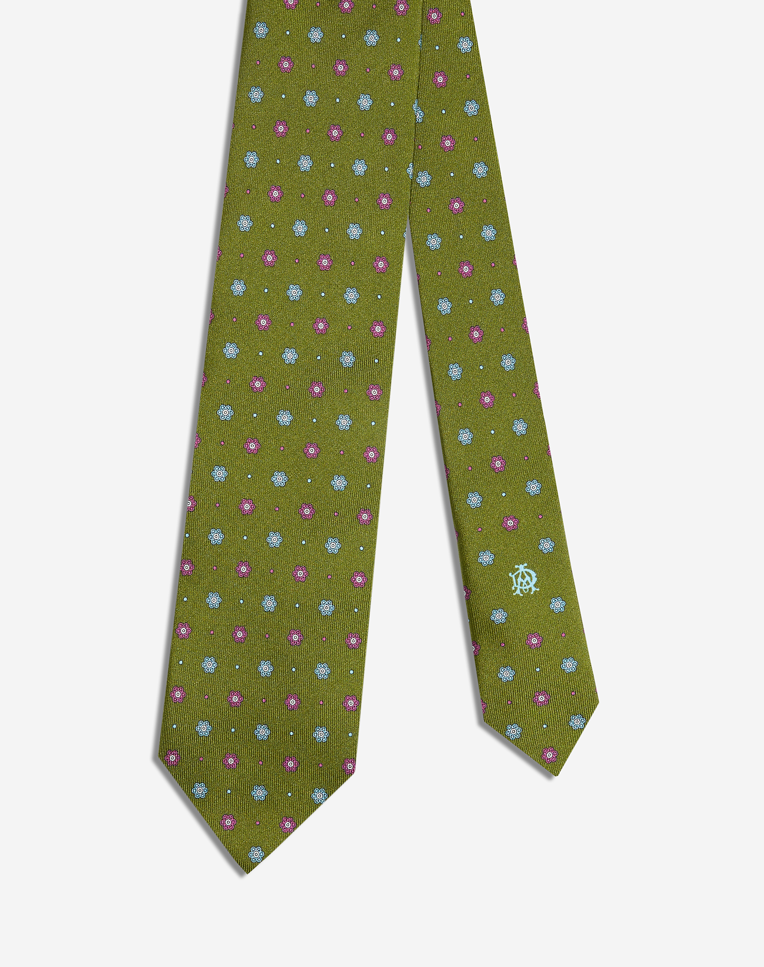 Dunhill Silk Floral Neats Printed Tie 8cm In Green