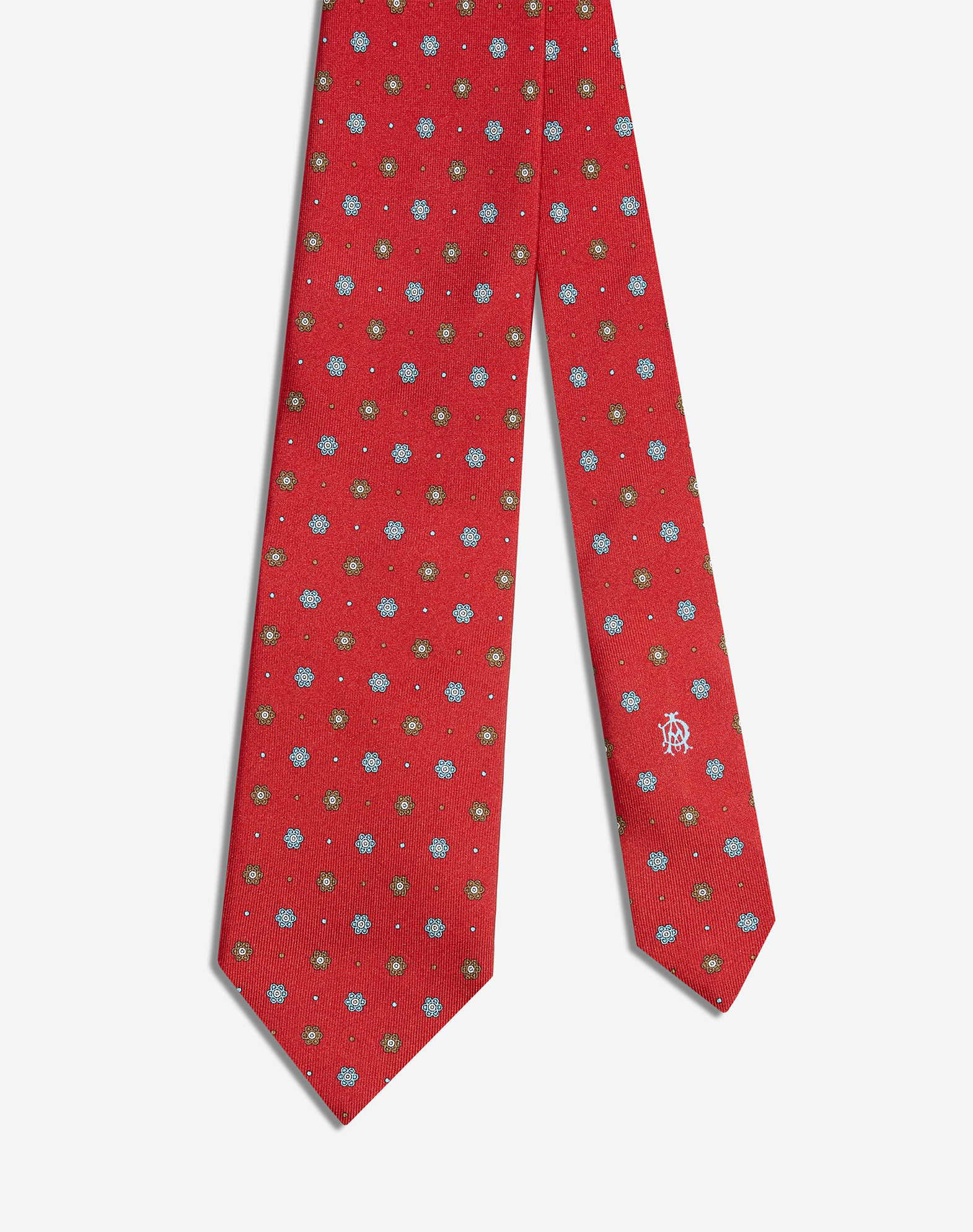 Dunhill Silk Floral Neats Printed Tie 8cm In Red