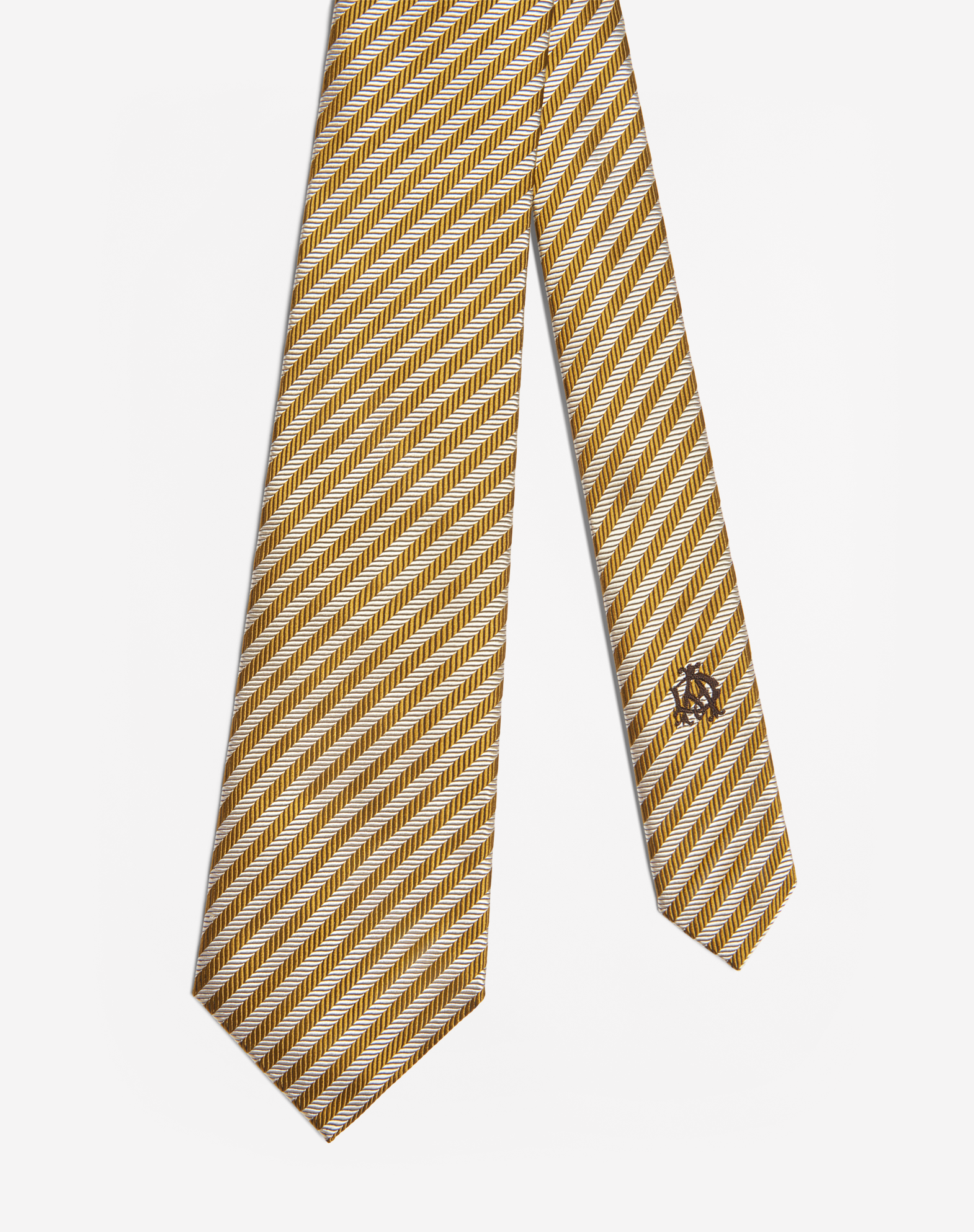 Dunhill Silk Hb Stripe Woven Tie 8cm In Yellow