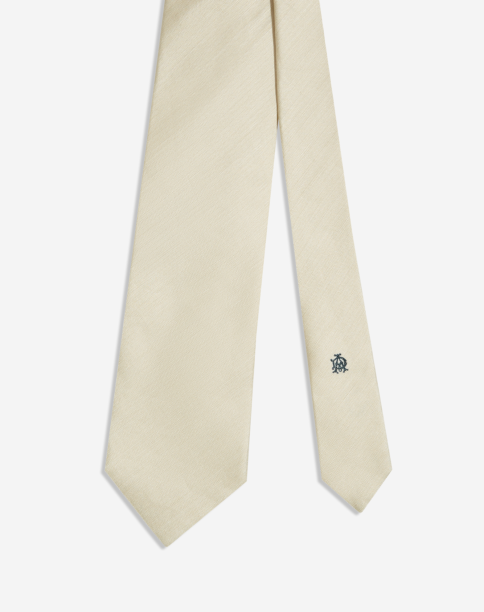 Dunhill Silk Linen Herringbone Woven Tie 9cm In Brown