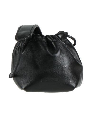 Jil Sander Calf Leather Drawstring Bag In Black