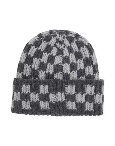 8 By Yoox Recycled Wool Checked Beanie Hat Grey Size Onesize Recycled Wool