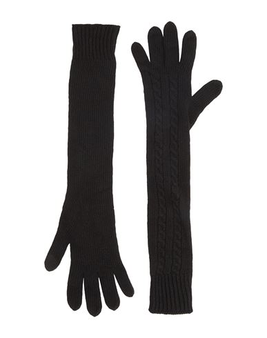 8 By Yoox Recycled Wool Cable Knit Long Gloves Woman Gloves Black Size Onesize Recycled Wool